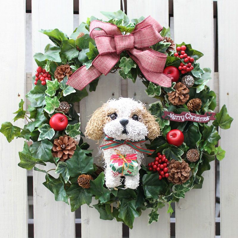 シーズーグッズクリスマスリース 犬好きプレゼント｜アトリエ花倶楽部