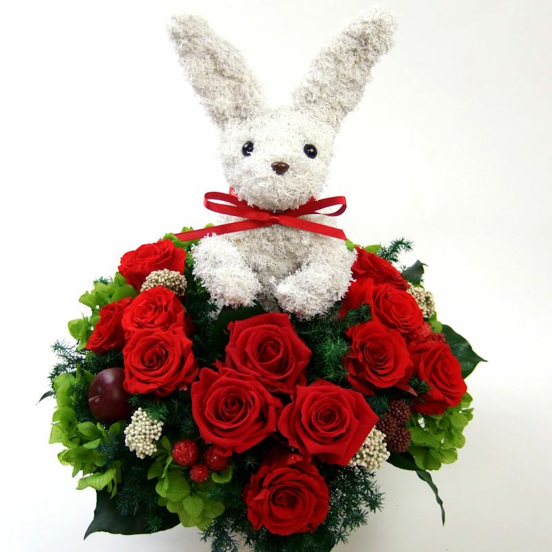 ウサギのアニマルフラワーギフト-アトリエ花倶楽部