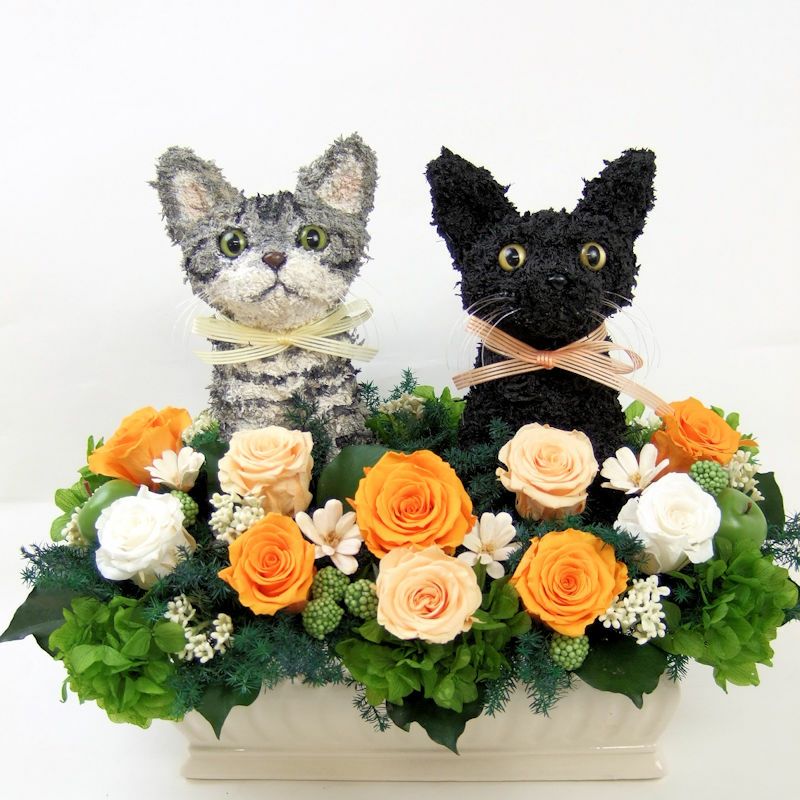 猫の形がリアルでかわいいおしゃれなウェルカムキャット プリザーブド