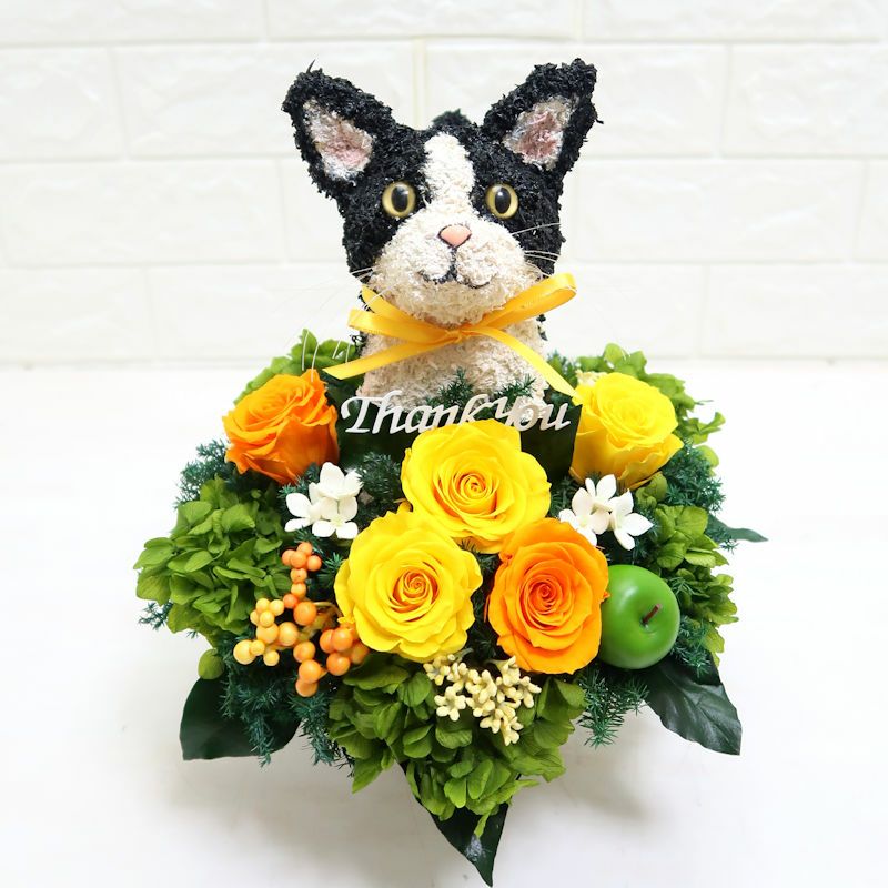 母の日プレゼント猫好きのお母さんへ白黒猫thank youギフト-アトリエ花