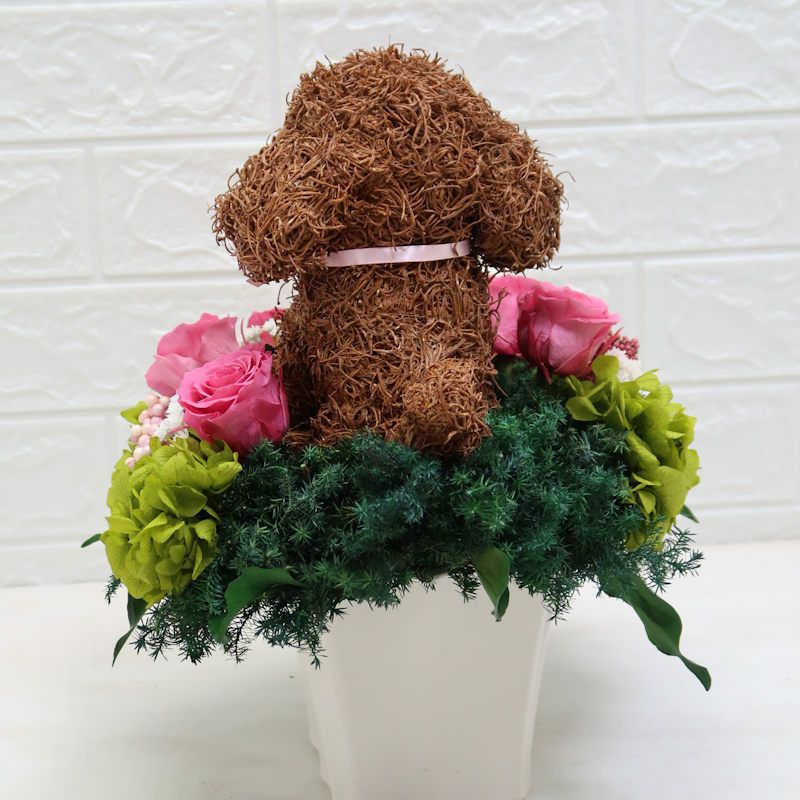 プリザーブドフラワーアレンジ犬