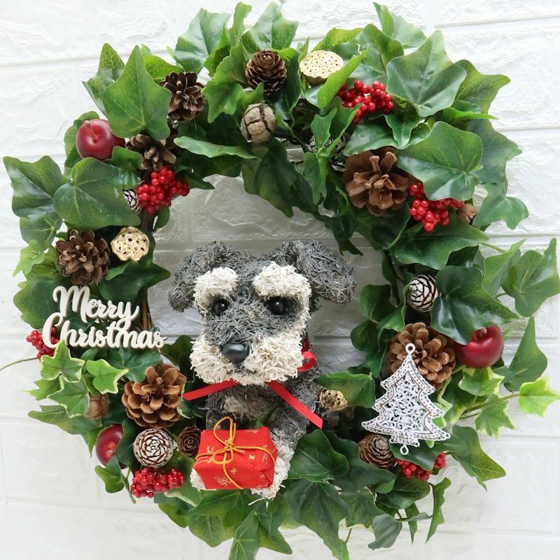 シュナウザーグッズプレゼント クリスマスリース