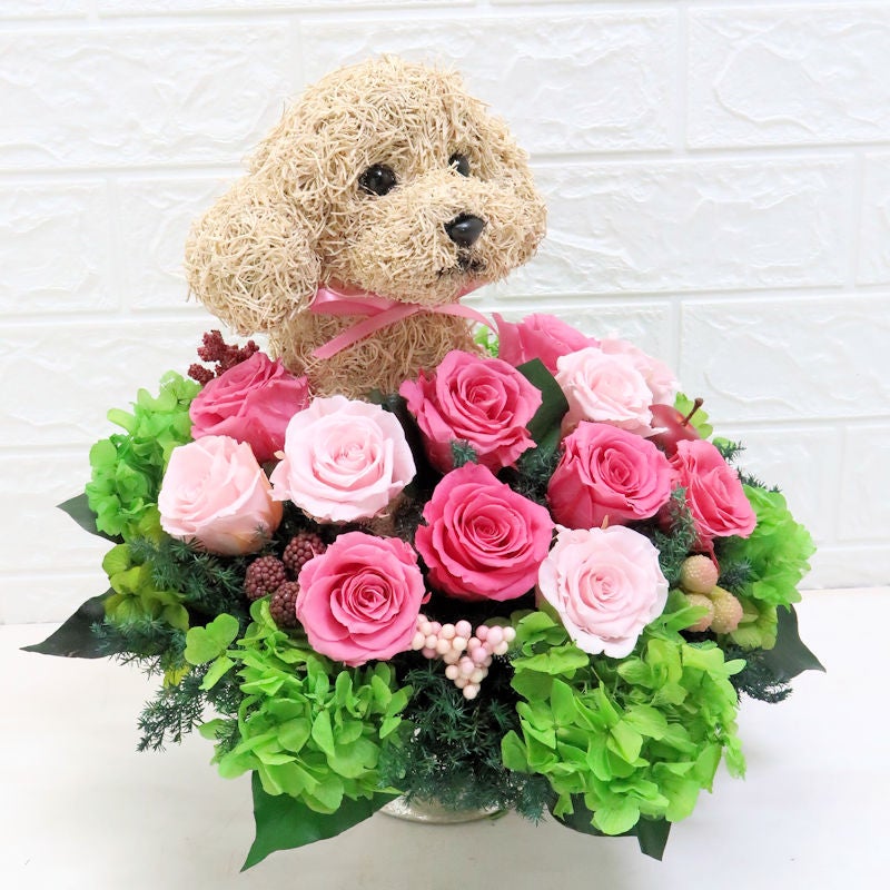 トイプードル フラワーアレンジメント