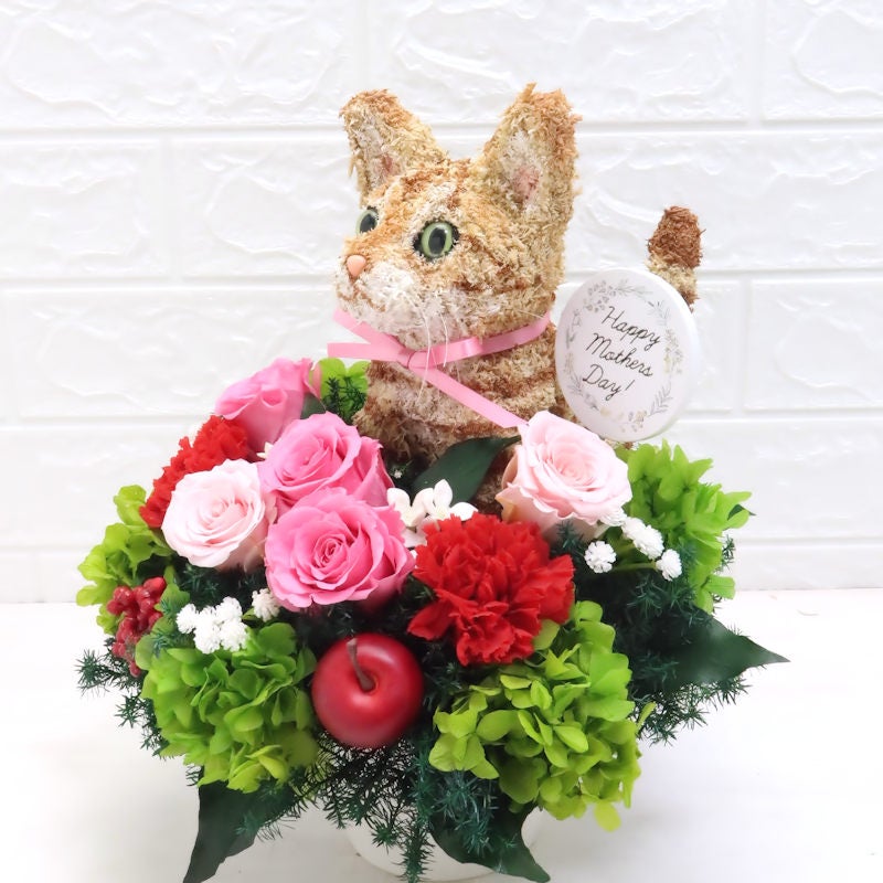 母の日 猫 花